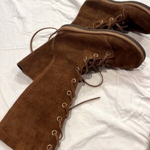 Cute suede lace-up boots